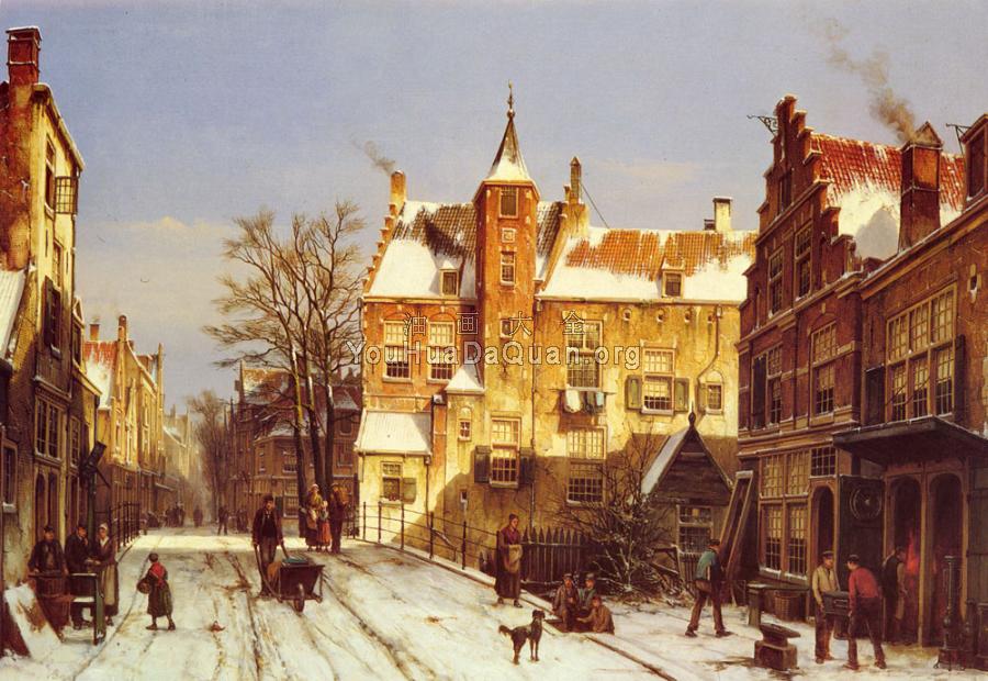 A Dutch Village In Winter - 威廉·库库克